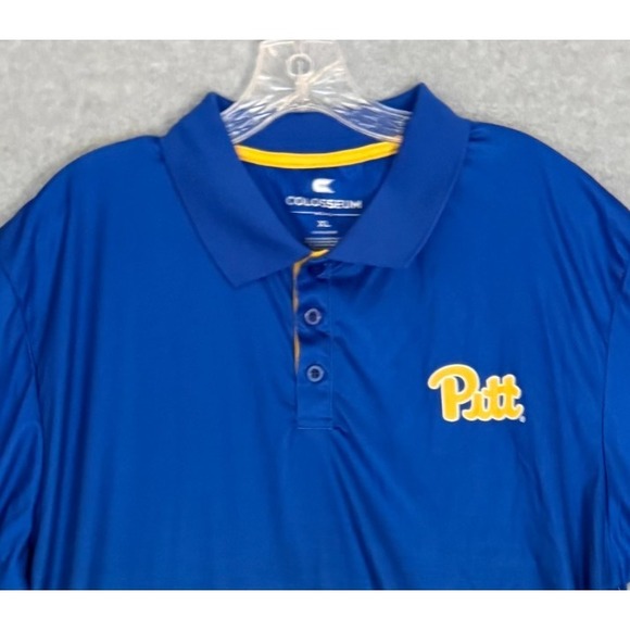 NEW! Colosseum Pitt Panthers Golf Polo Shirt Mens XL Blue Black Lightweight NWT - Picture 3 of 9